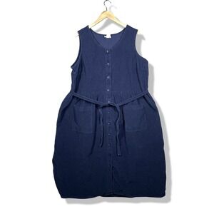 Vermont Country Store Corduroy Button Front Pinafore Dress Womens 2X Cottagecore
